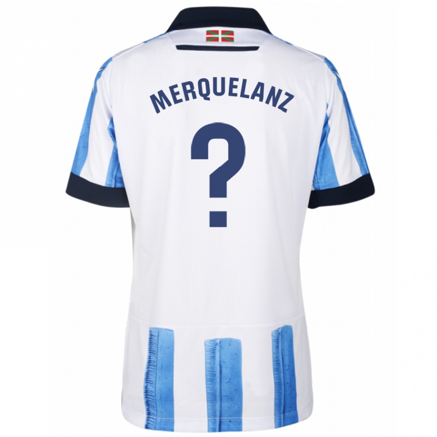 Niño Fútbol Camiseta Martín Merquelanz #0 Azul Blanco 1ª Equipación 2023/24