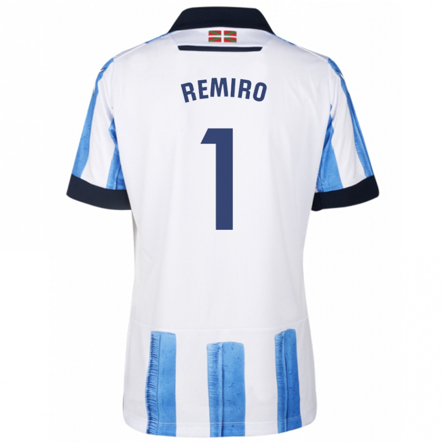Niño Fútbol Camiseta Álex Remiro #1 Azul Blanco 1ª Equipación 2023/24