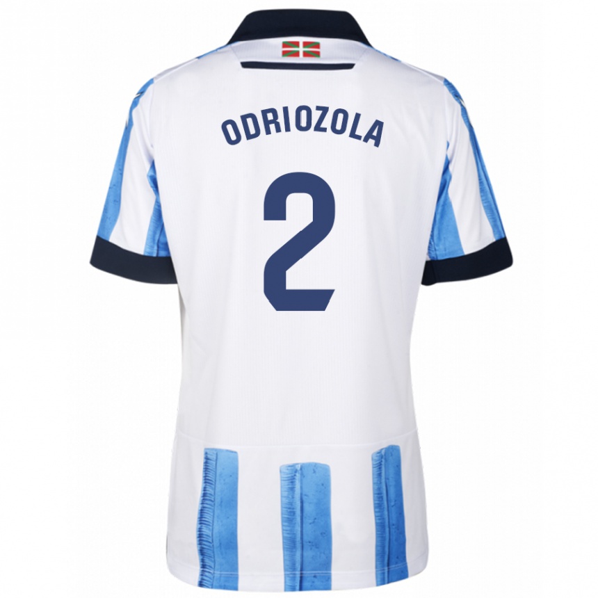 Niño Fútbol Camiseta Alvaro Odriozola #2 Azul Blanco 1ª Equipación 2023/24