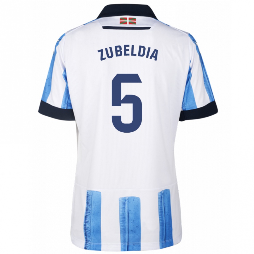 Niño Fútbol Camiseta Igor Zubeldia #5 Azul Blanco 1ª Equipación 2023/24