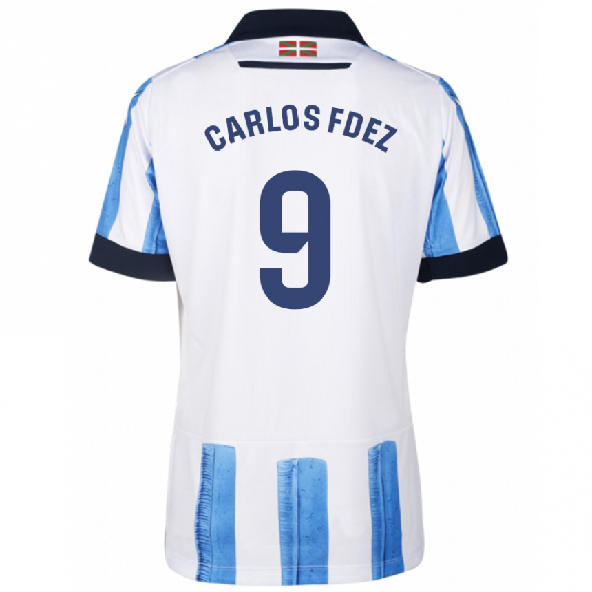 Niño Fútbol Camiseta Carlos Fernández #9 Azul Blanco 1ª Equipación 2023/24