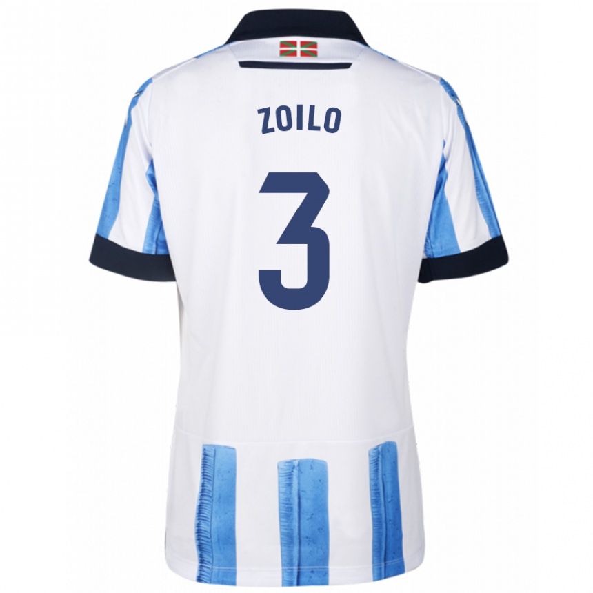 Niño Fútbol Camiseta Ander Zoilo #3 Azul Blanco 1ª Equipación 2023/24