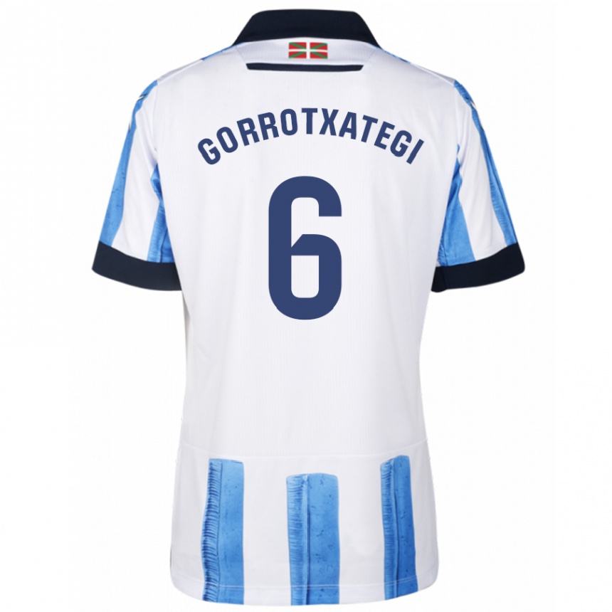 Niño Fútbol Camiseta Jon Gorrotxategi #6 Azul Blanco 1ª Equipación 2023/24