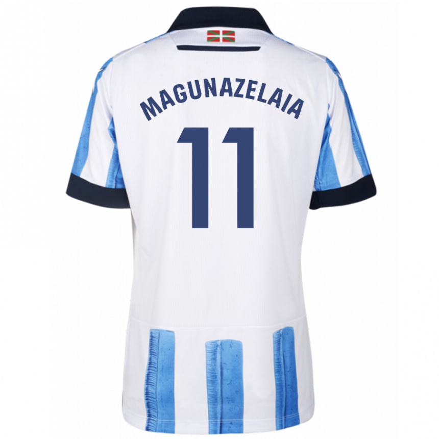 Niño Fútbol Camiseta Jon Magunazelaia #11 Azul Blanco 1ª Equipación 2023/24