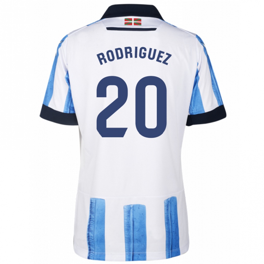 Niño Fútbol Camiseta Mikel Rodriguez #20 Azul Blanco 1ª Equipación 2023/24