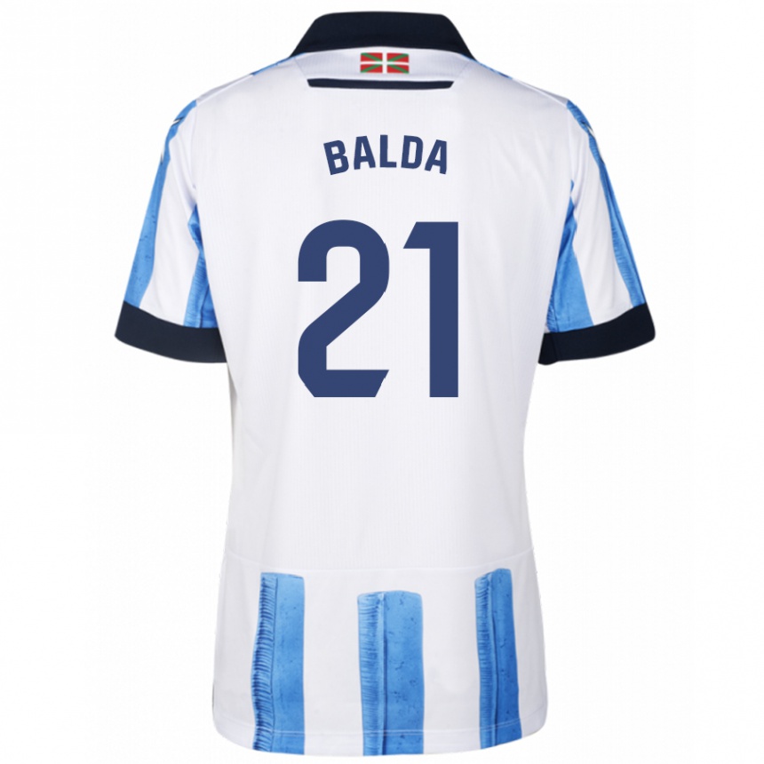 Niño Fútbol Camiseta Jon Balda #21 Azul Blanco 1ª Equipación 2023/24