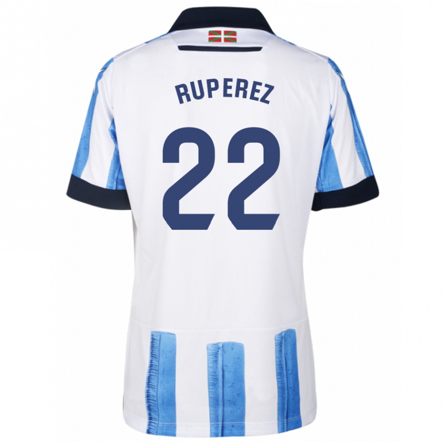 Niño Fútbol Camiseta Iñaki Rupérez #22 Azul Blanco 1ª Equipación 2023/24