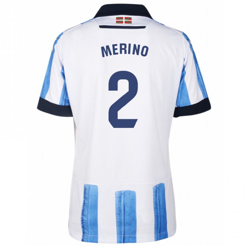 Niño Fútbol Camiseta Jon Merino #2 Azul Blanco 1ª Equipación 2023/24