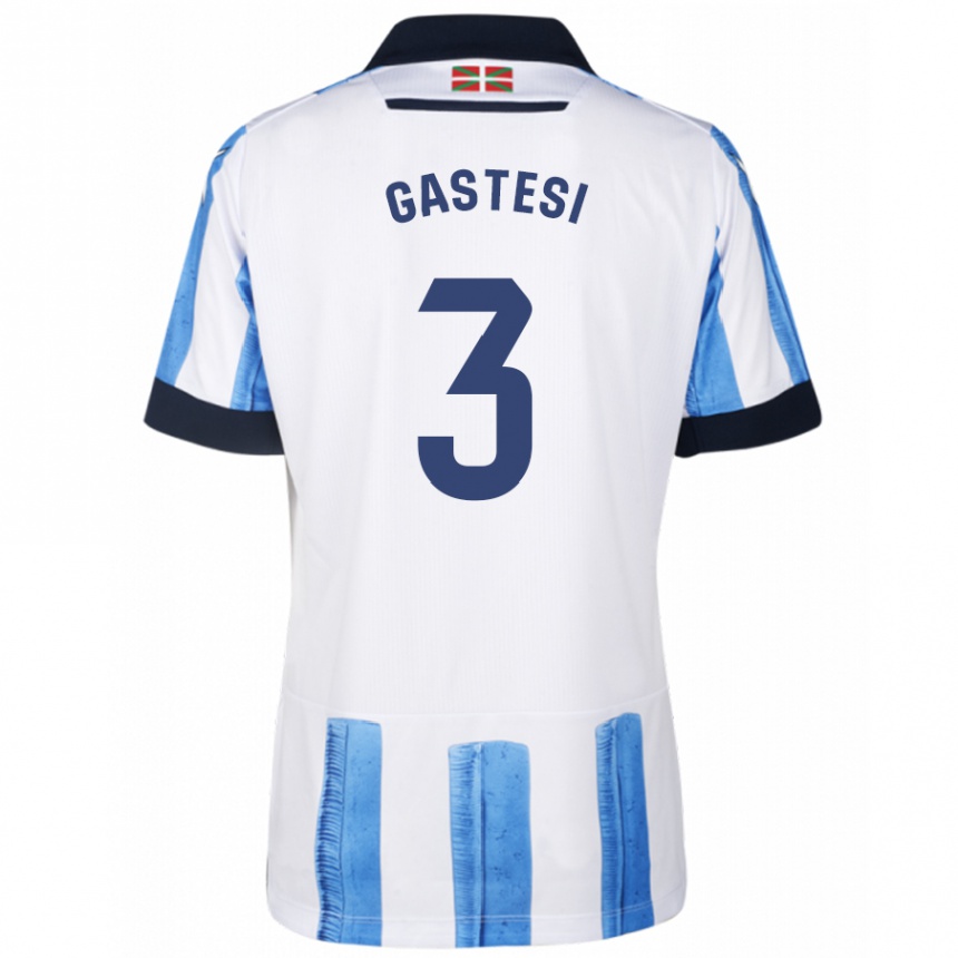 Niño Fútbol Camiseta Gorka Gastesi #3 Azul Blanco 1ª Equipación 2023/24