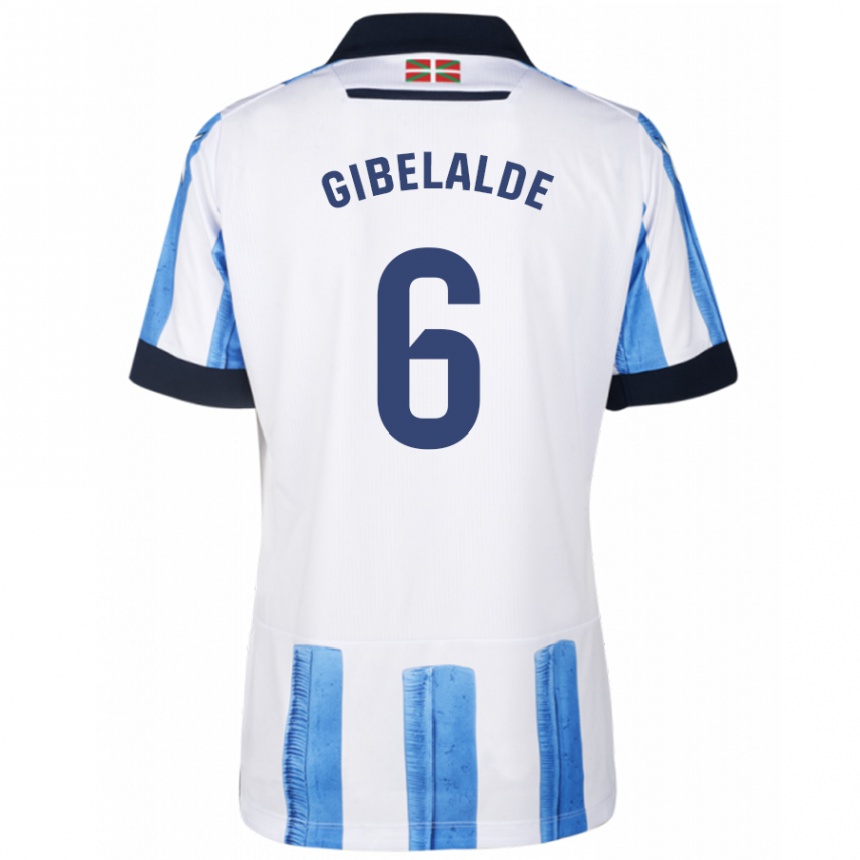 Niño Fútbol Camiseta Manex Gibelalde #6 Azul Blanco 1ª Equipación 2023/24