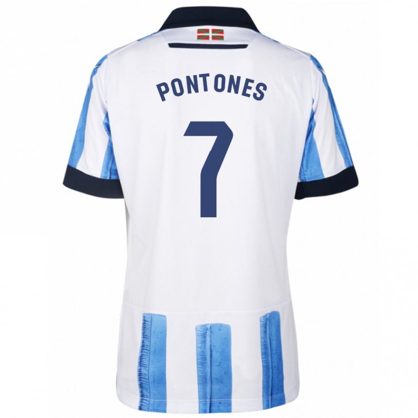 Niño Fútbol Camiseta Juan Carlos Pontones #7 Azul Blanco 1ª Equipación 2023/24