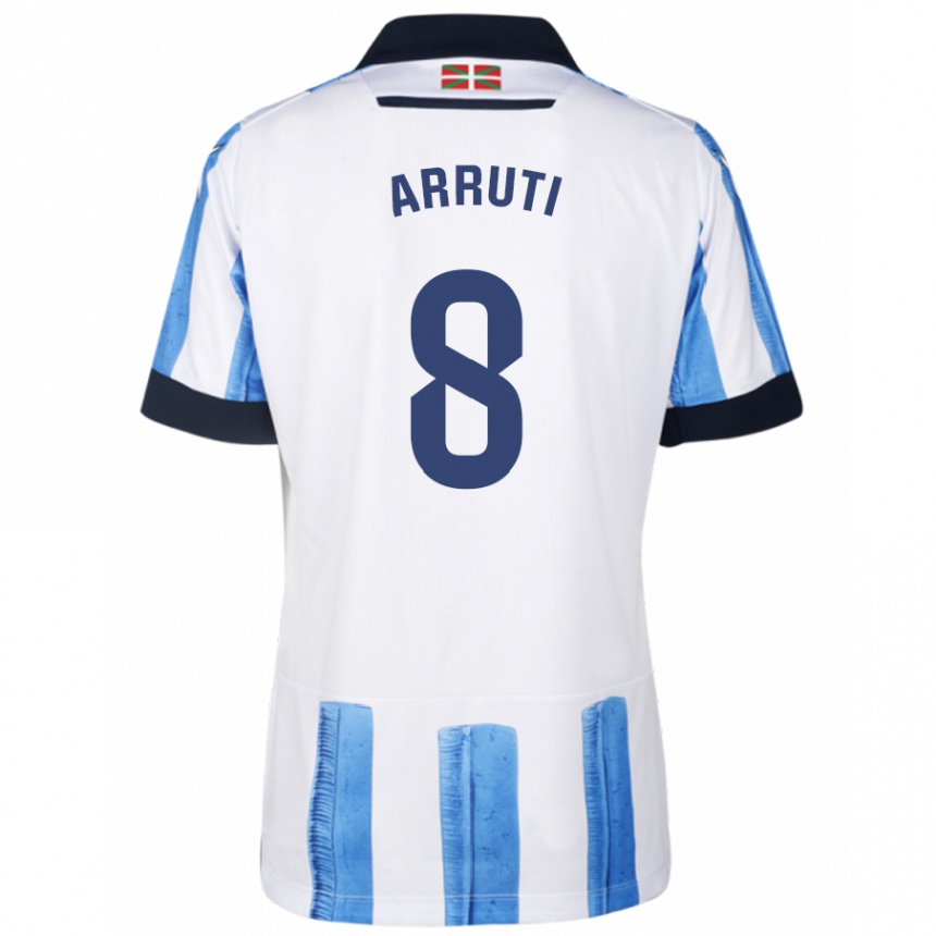 Niño Fútbol Camiseta Martín Arruti #8 Azul Blanco 1ª Equipación 2023/24