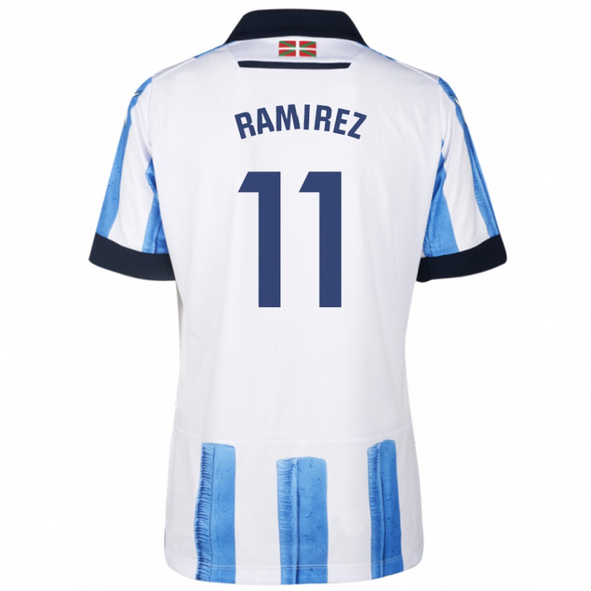 Niño Fútbol Camiseta Darío Ramirez #11 Azul Blanco 1ª Equipación 2023/24