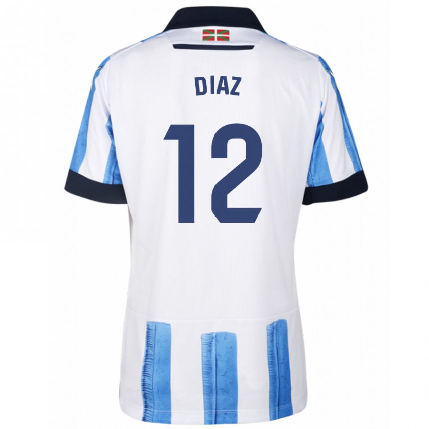 Niño Fútbol Camiseta Ekain Díaz #12 Azul Blanco 1ª Equipación 2023/24