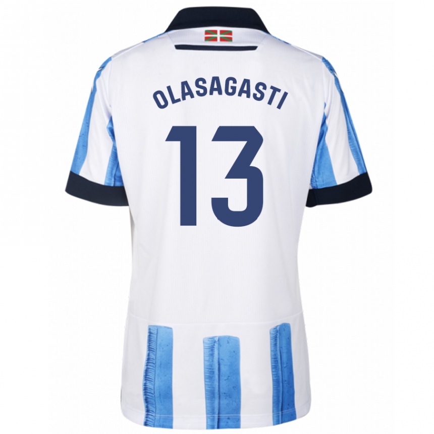 Niño Fútbol Camiseta Lander Olasagasti #13 Azul Blanco 1ª Equipación 2023/24