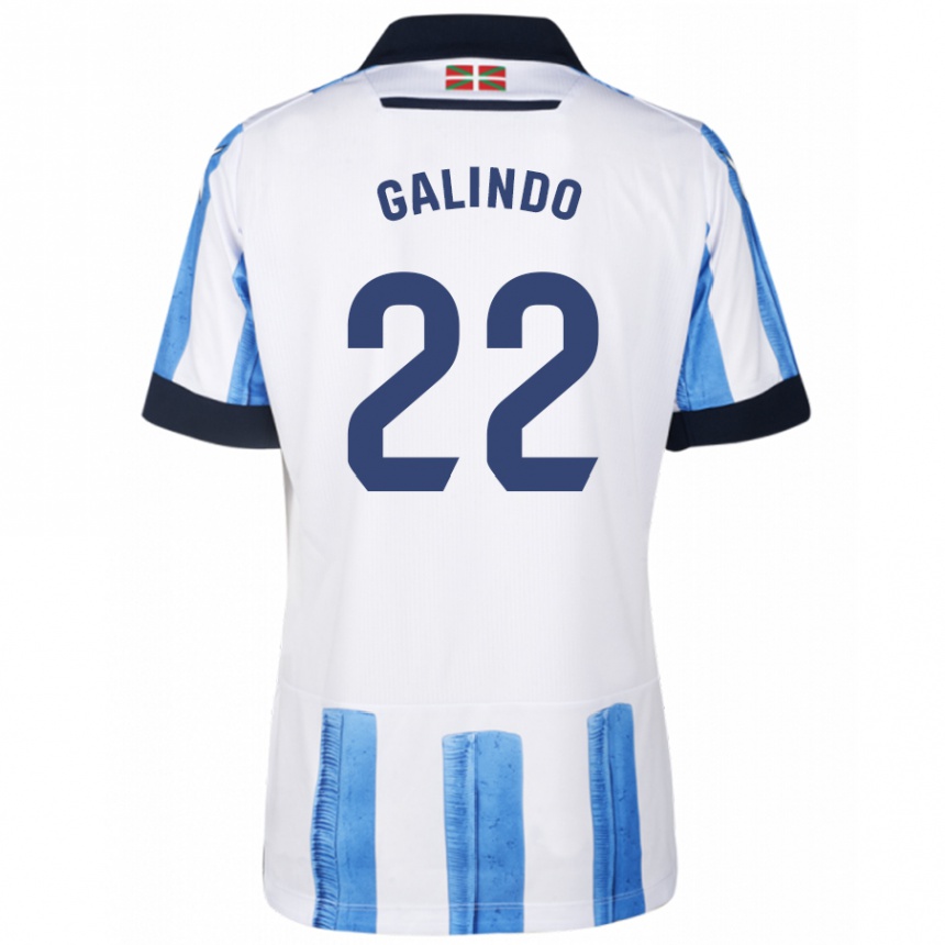 Niño Fútbol Camiseta Iker Galindo #22 Azul Blanco 1ª Equipación 2023/24