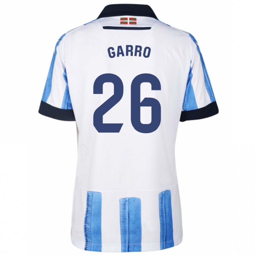 Niño Fútbol Camiseta Jon Garro #26 Azul Blanco 1ª Equipación 2023/24