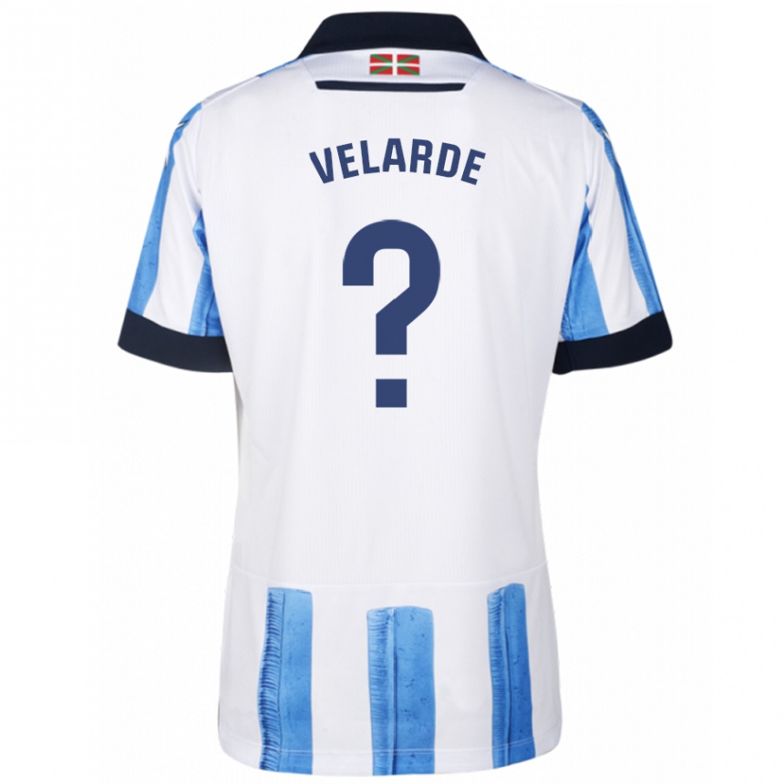 Niño Fútbol Camiseta Alain Velarde #0 Azul Blanco 1ª Equipación 2023/24