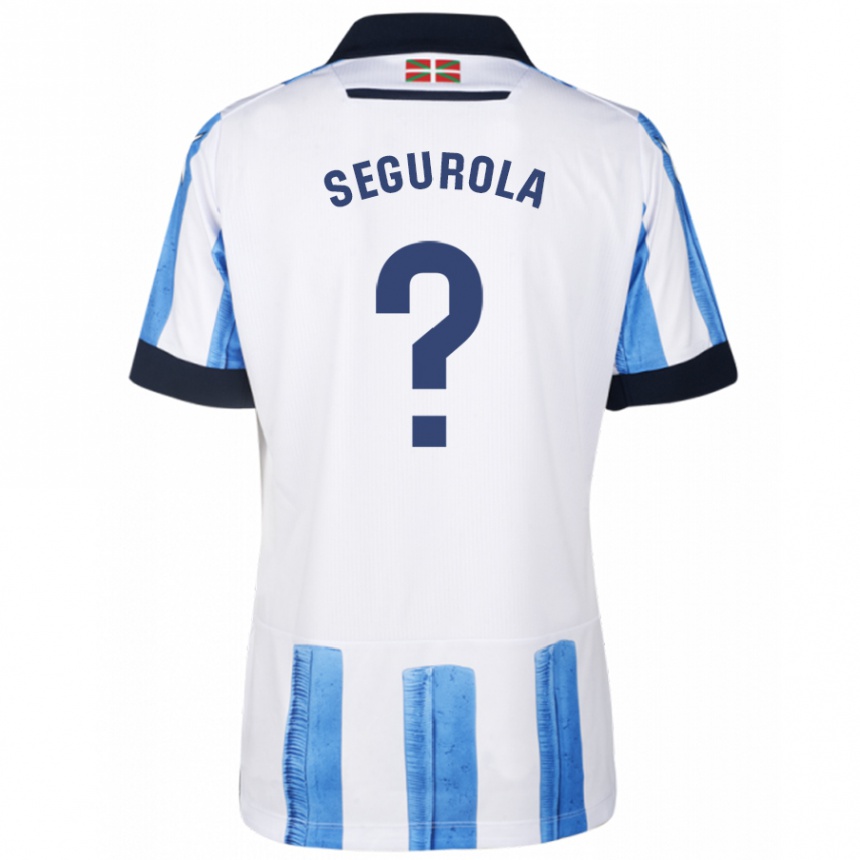 Niño Fútbol Camiseta Anartz Segurola #0 Azul Blanco 1ª Equipación 2023/24