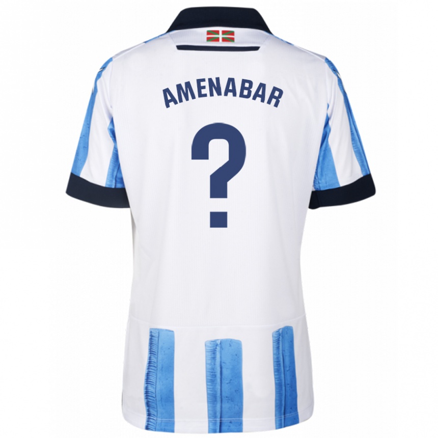 Niño Fútbol Camiseta Aritz Amenabar #0 Azul Blanco 1ª Equipación 2023/24