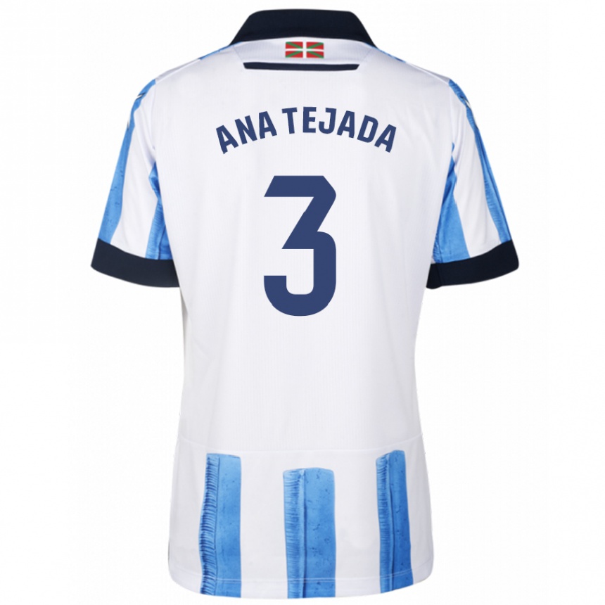 Niño Fútbol Camiseta Ana Tejada Jiménez #3 Azul Blanco 1ª Equipación 2023/24