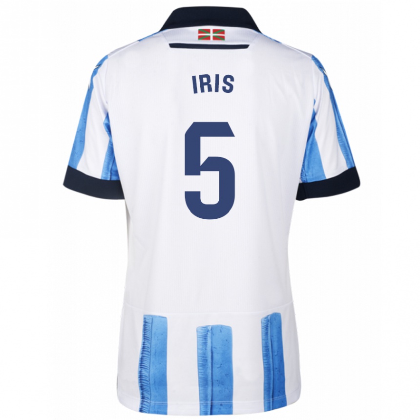 Niño Fútbol Camiseta Iris Arnaiz Gil #5 Azul Blanco 1ª Equipación 2023/24