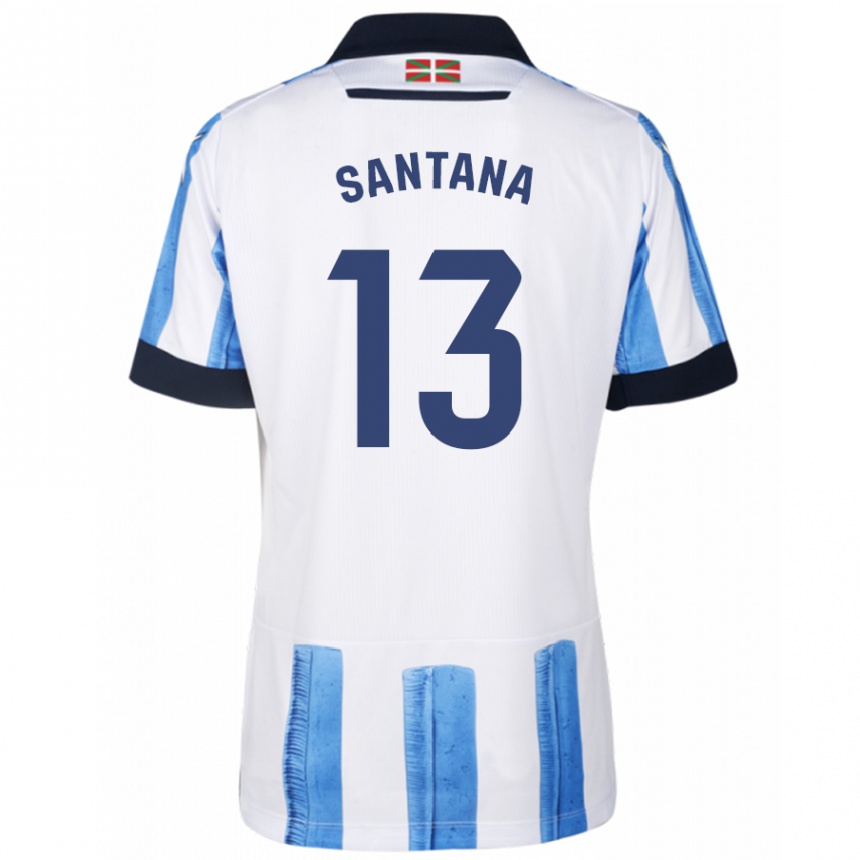 Niño Fútbol Camiseta Olatz Santana #13 Azul Blanco 1ª Equipación 2023/24