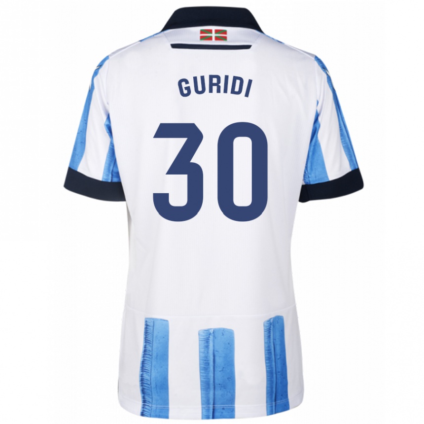 Niño Fútbol Camiseta Elene Guridi Mesonero #30 Azul Blanco 1ª Equipación 2023/24