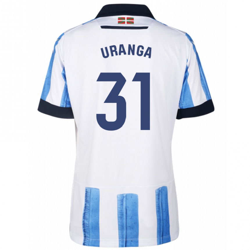 Niño Fútbol Camiseta Haizea Uranga Agirre #31 Azul Blanco 1ª Equipación 2023/24