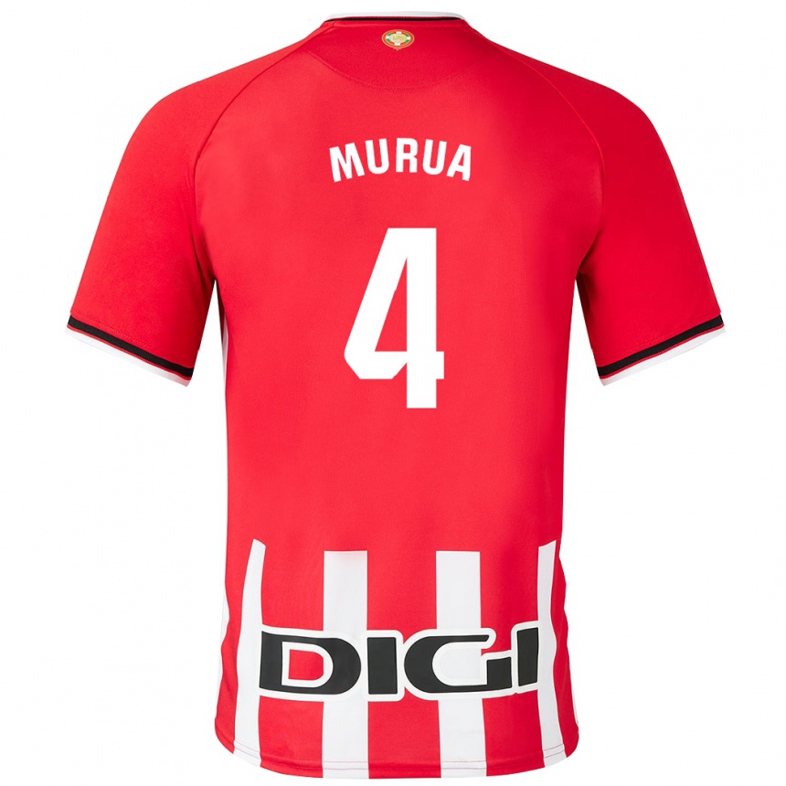 Niño Fútbol Camiseta Garazi Murua Astorkiza #4 Rojo 1ª Equipación 2023/24