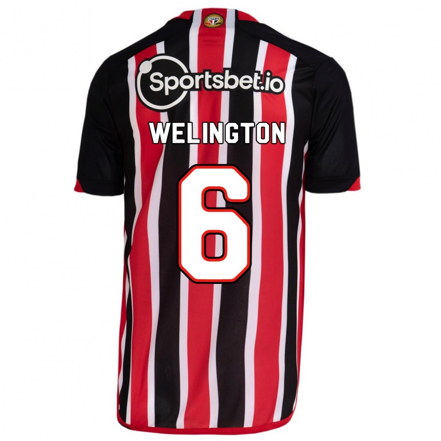 Niño Fútbol Camiseta Welington #6 Azul Rojo 2ª Equipación 2023/24