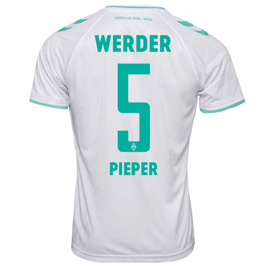 Niño Fútbol Camiseta Amos Pieper #5 Blanco 2ª Equipación 2023/24