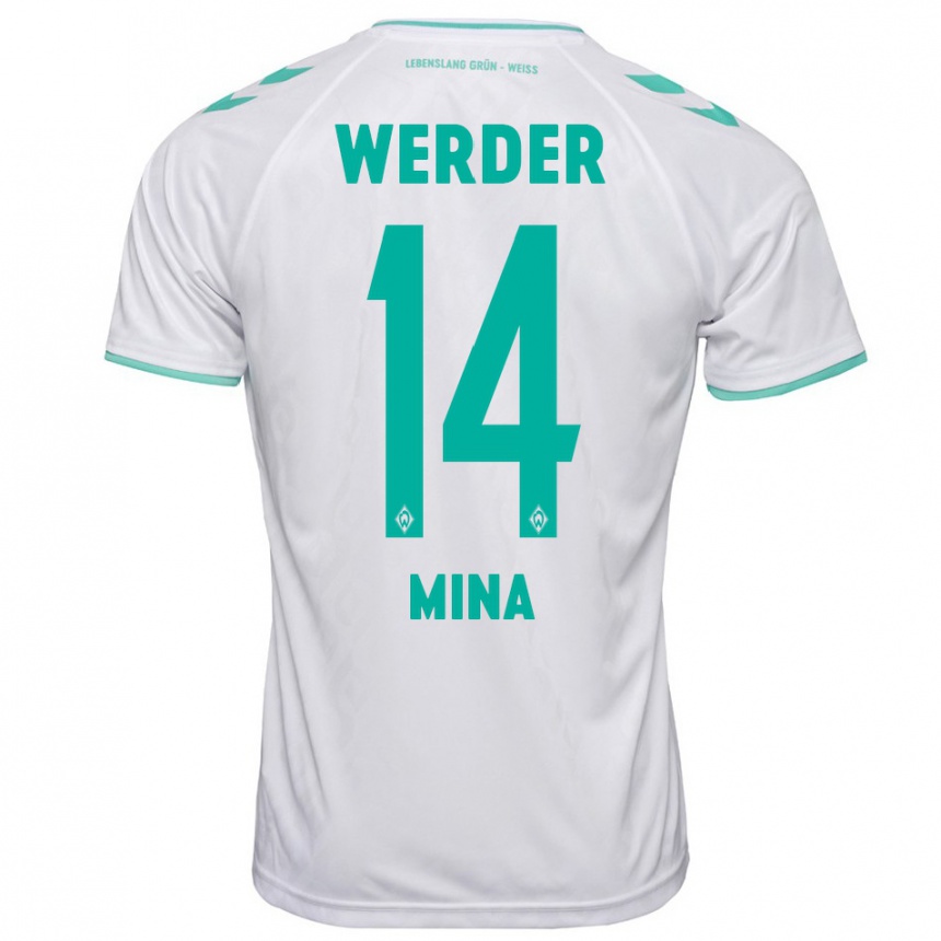 Niño Fútbol Camiseta Johan Mina #14 Blanco 2ª Equipación 2023/24