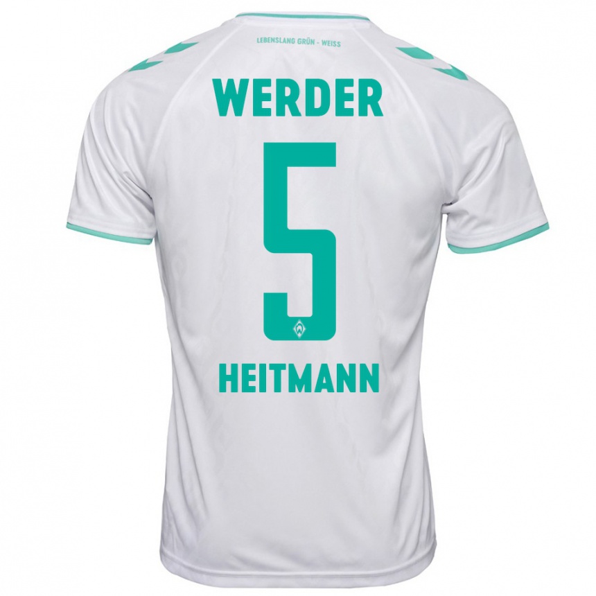 Niño Fútbol Camiseta Mats Heitmann #5 Blanco 2ª Equipación 2023/24