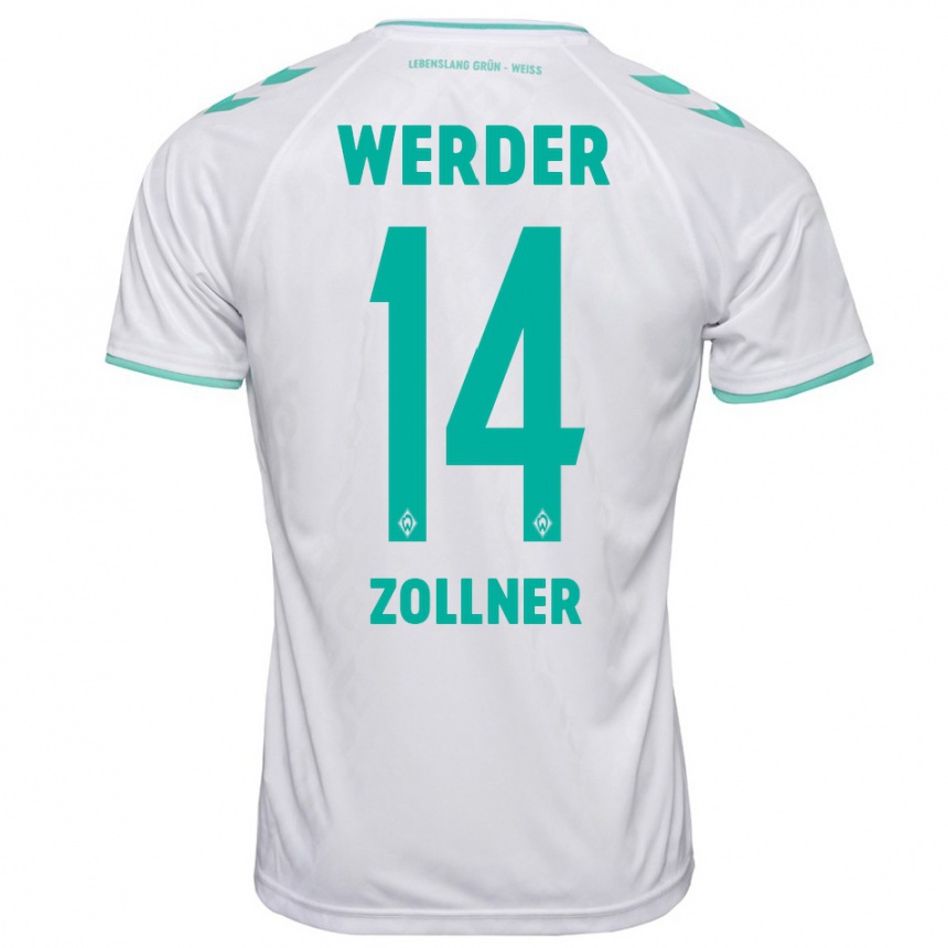 Niño Fútbol Camiseta Adrian Zollner #14 Blanco 2ª Equipación 2023/24