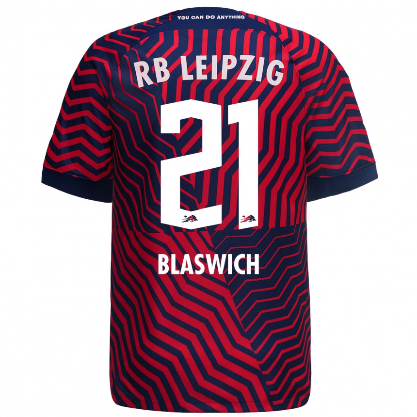 Niño Fútbol Camiseta Janis Blaswich #21 Azul Rojo 2ª Equipación 2023/24