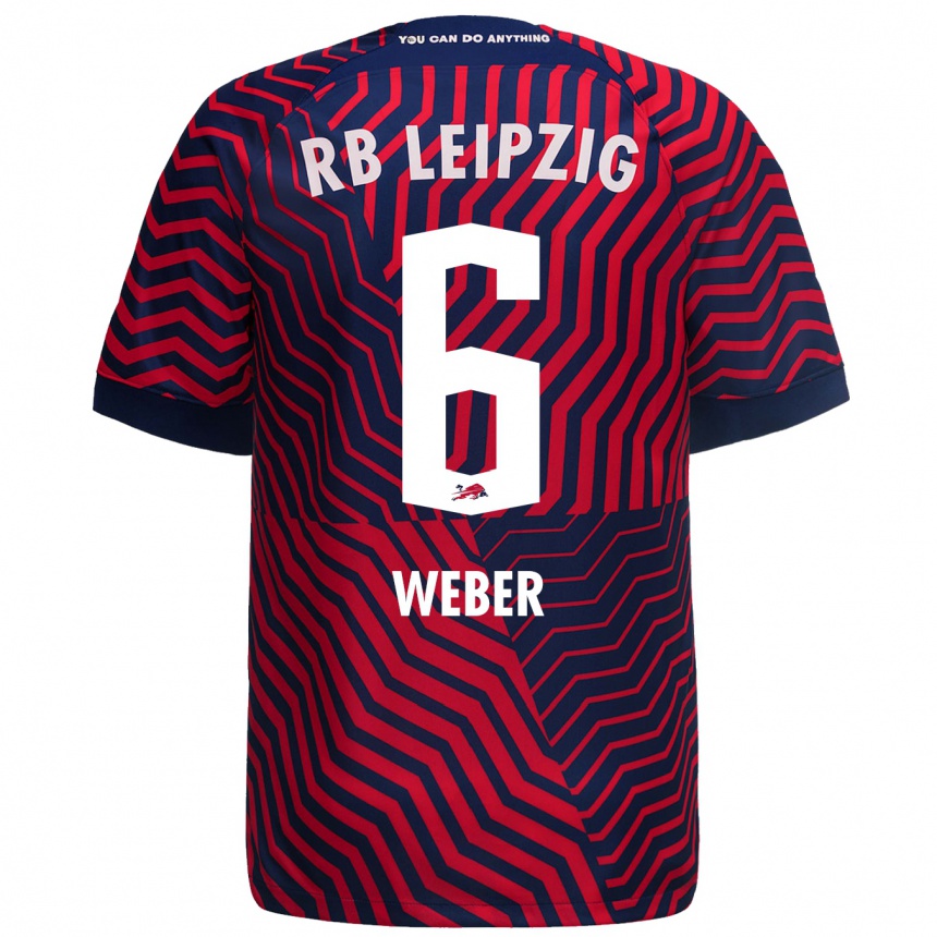 Niño Fútbol Camiseta Samuel Weber #6 Azul Rojo 2ª Equipación 2023/24