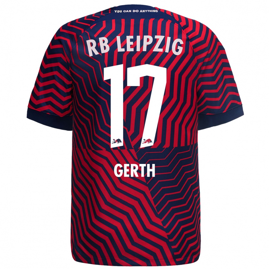 Niño Fútbol Camiseta Amos Gerth #17 Azul Rojo 2ª Equipación 2023/24