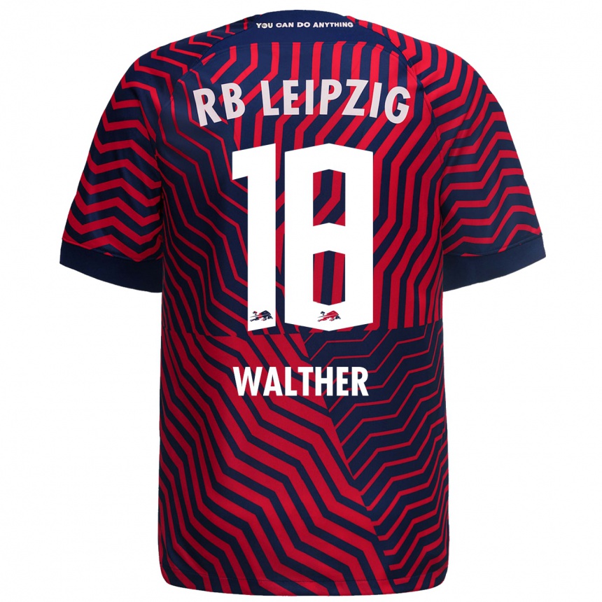 Niño Fútbol Camiseta Mika Walther #18 Azul Rojo 2ª Equipación 2023/24