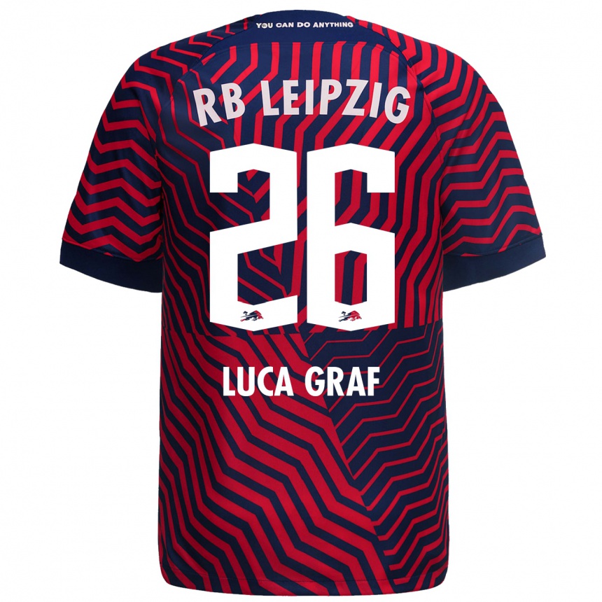 Niño Fútbol Camiseta Luca Marie Graf #26 Azul Rojo 2ª Equipación 2023/24