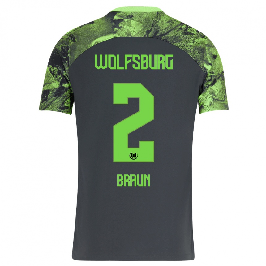 Niño Fútbol Camiseta Manuel Braun #2 Gris Oscuro 2ª Equipación 2023/24