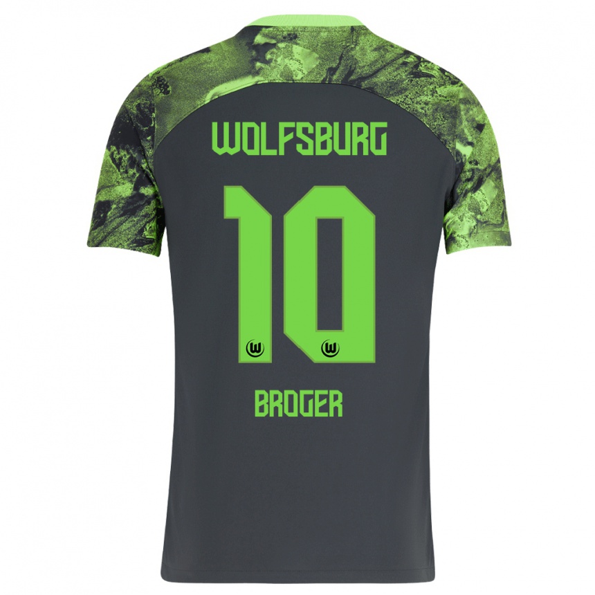 Niño Fútbol Camiseta Bennit Bröger #10 Gris Oscuro 2ª Equipación 2023/24