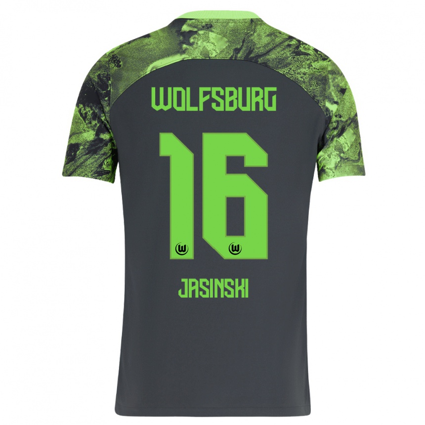 Niño Fútbol Camiseta Mateusz Jasinski #16 Gris Oscuro 2ª Equipación 2023/24