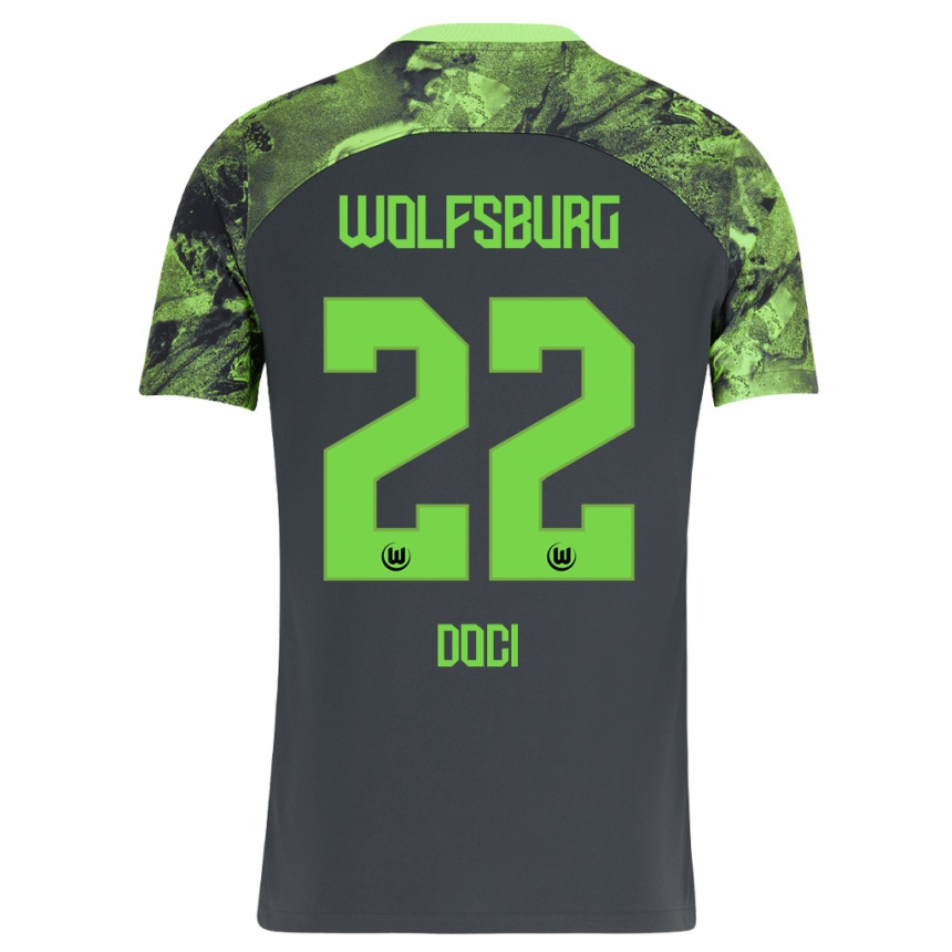 Niño Fútbol Camiseta Adrian Doci #22 Gris Oscuro 2ª Equipación 2023/24