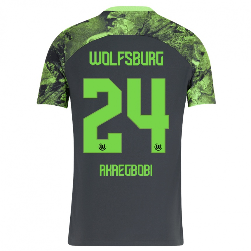 Niño Fútbol Camiseta Jonathan Akaegbobi #24 Gris Oscuro 2ª Equipación 2023/24