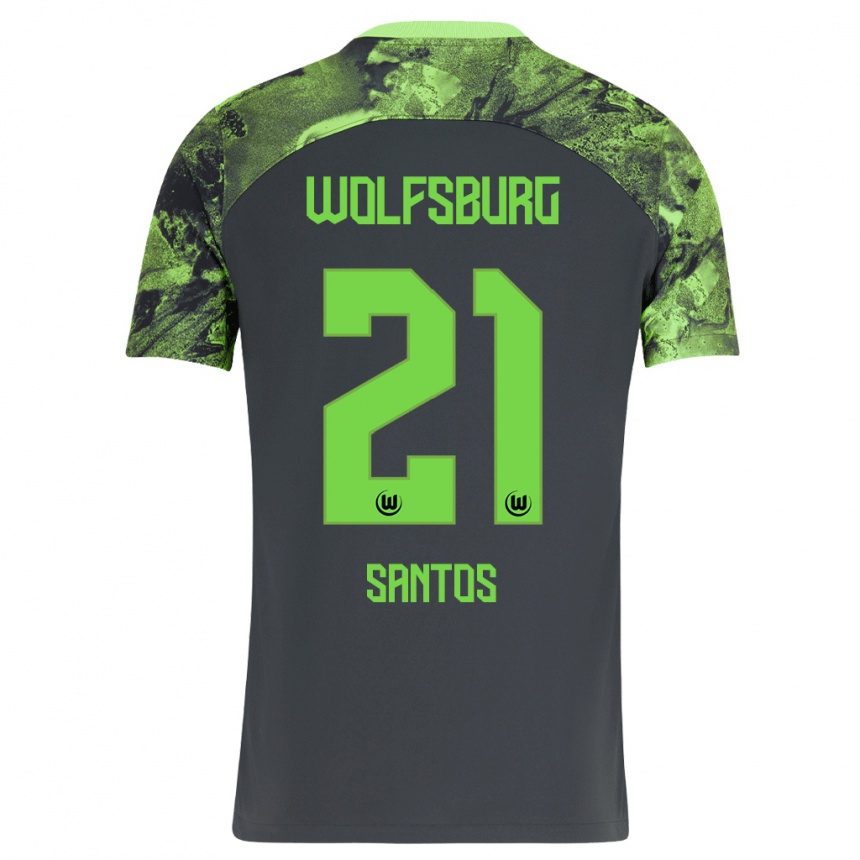 Niño Fútbol Camiseta Leonardo Santos #21 Gris Oscuro 2ª Equipación 2023/24