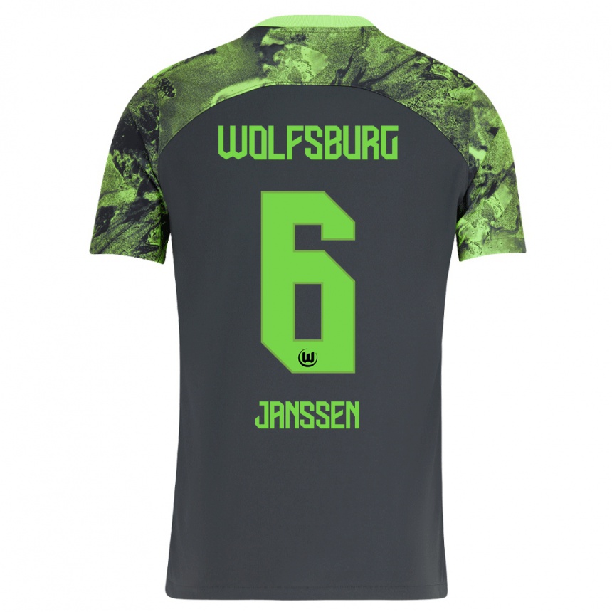 Niño Fútbol Camiseta Dominique Janssen #6 Gris Oscuro 2ª Equipación 2023/24