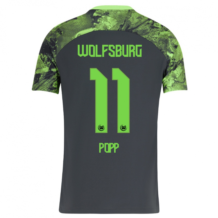 Niño Fútbol Camiseta Alexandra Popp #11 Gris Oscuro 2ª Equipación 2023/24