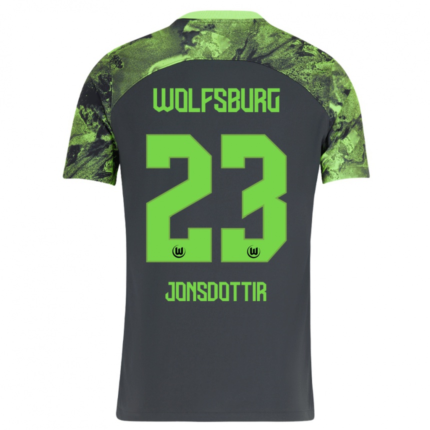 Niño Fútbol Camiseta Sveindís Jane Jónsdóttir #23 Gris Oscuro 2ª Equipación 2023/24