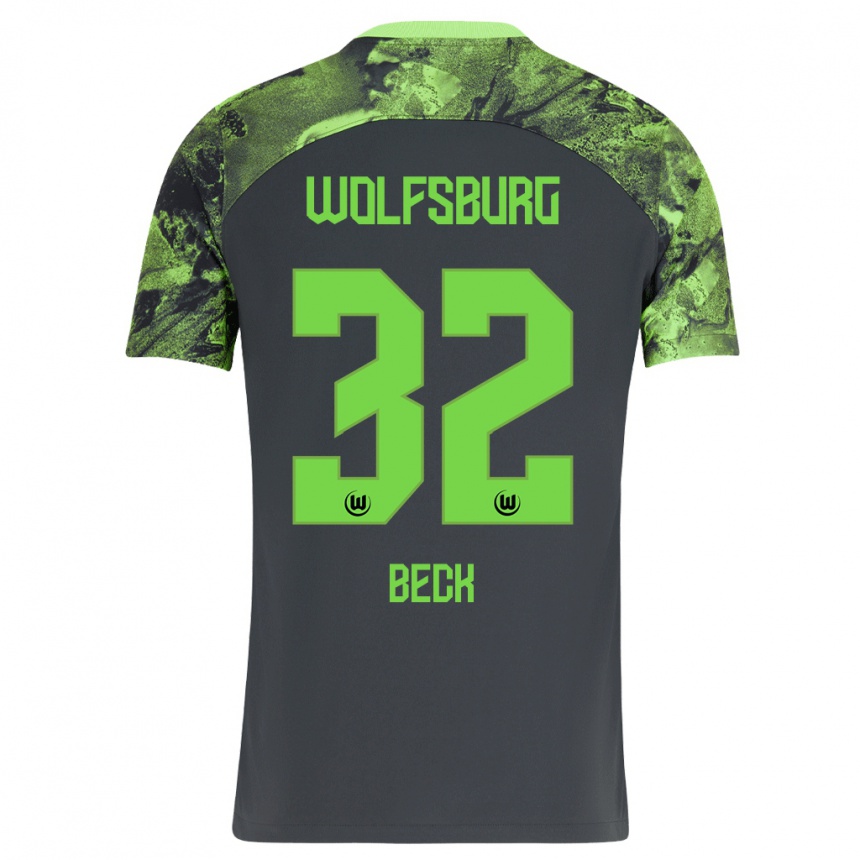 Niño Fútbol Camiseta Kiara Beck #32 Gris Oscuro 2ª Equipación 2023/24